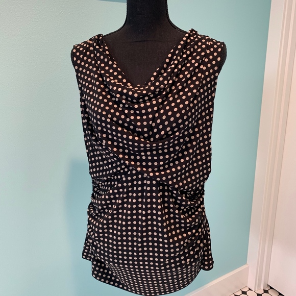 Alfani Tops - Alfani faux wrap drape front Polka dot L